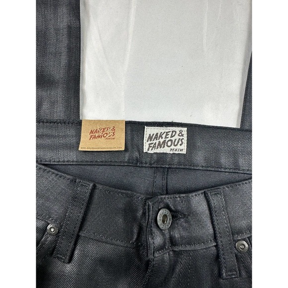 Naked & Famous Denim Black Coated Skinny Jeans - Picture 10 of 15